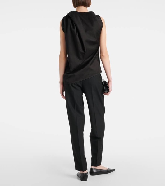 Draped cotton and linen top