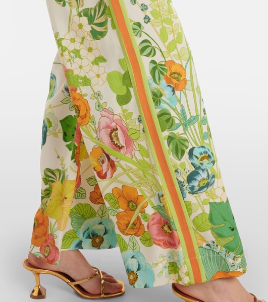 Floral high-rise wide-leg pants