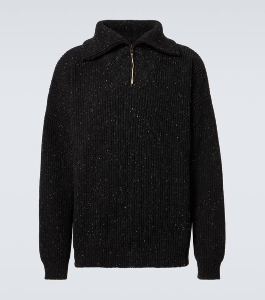 Linen and wool half-zip sweater