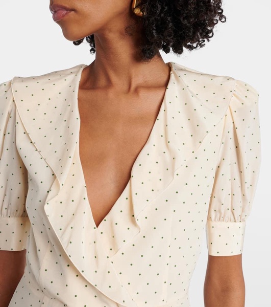 Polka dot silk wrap dress