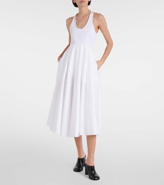 Open-back cotton poplin midi dress