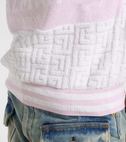 Monogram wool and cotton-blend knitted top