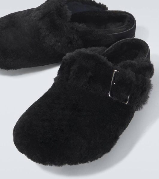 Boston 1774 shearling-lined suede mules