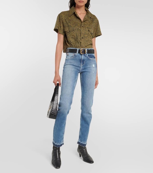 Girlfriend mid-rise straight jeans