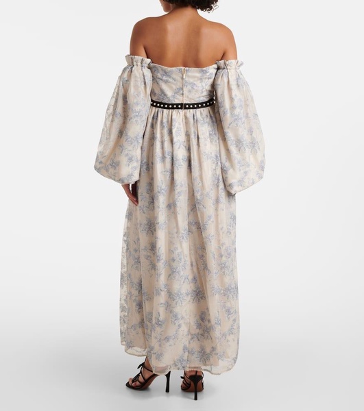 Alheli balloon-sleeve floral maxi dress