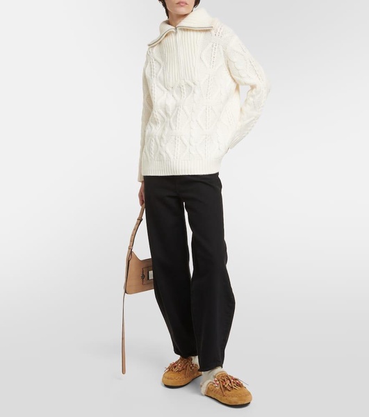 Journey faux fur-trimmed suede mules