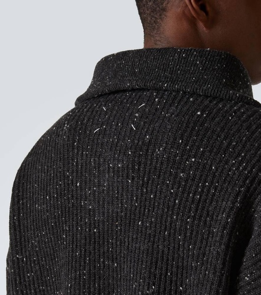 Linen and wool half-zip sweater