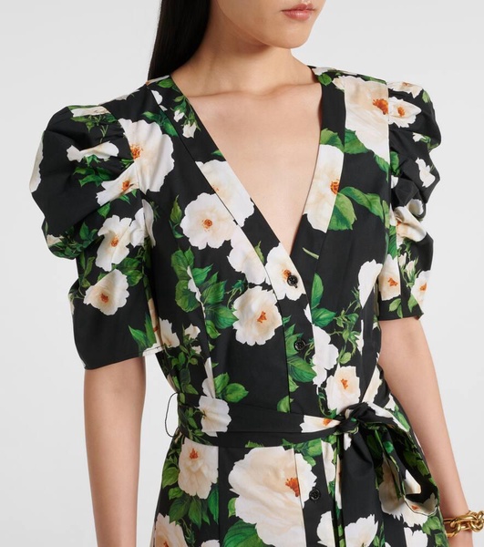 Floral cotton-blend midi dress