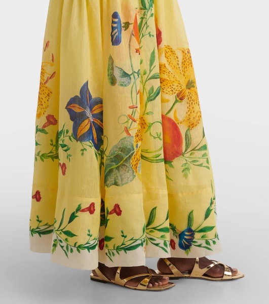 Dahlia floral linen-blend maxi dress
