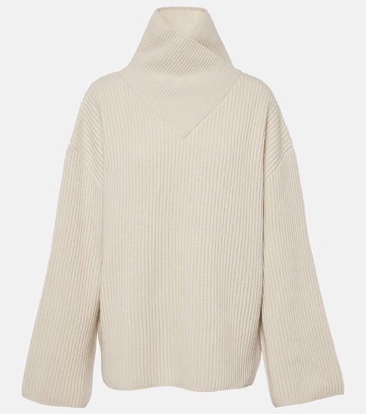 Ribbed-knit wool turtleneck sweater