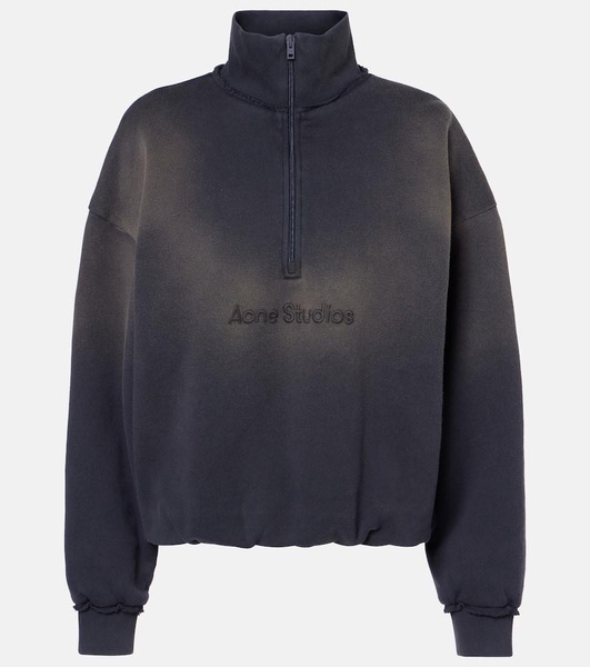Logo cotton jersey half-zip sweatshirt