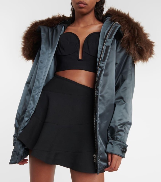 Oversized faux fur-trimmed parka