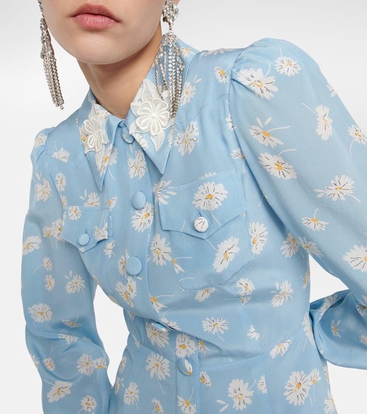 Floral silk shirt dress