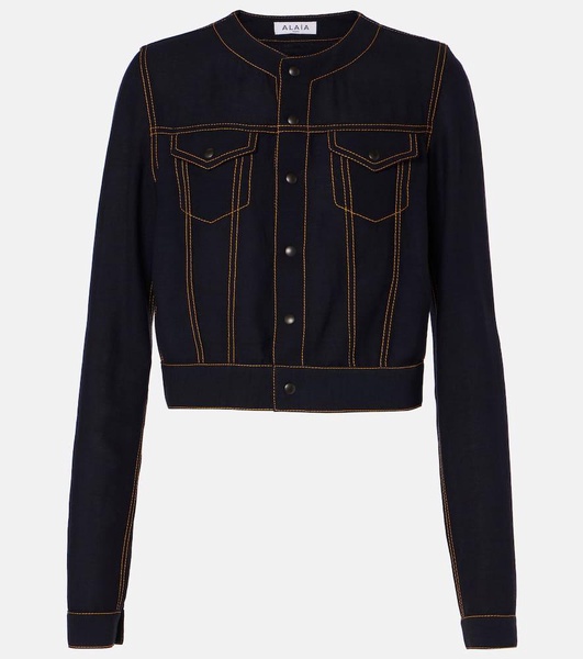 Fluid cropped wool-blend jacket
