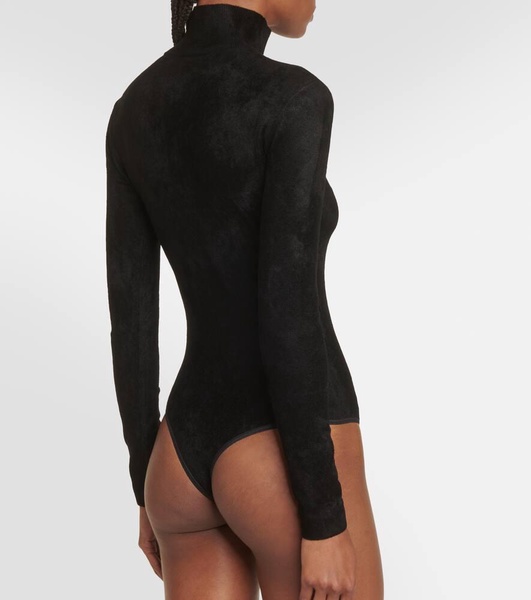 Turtleneck velvet bodysuit