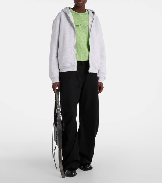 Cotton jersey zip-up hoodie