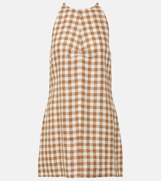 Antigua checked linen minidress