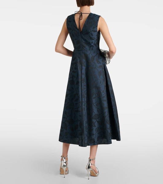 Diego pleated jacquard midi dress