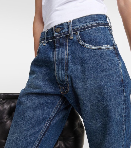 Checked-detail straight jeans