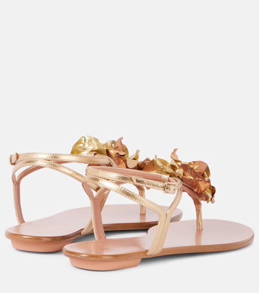 Appliqué metallic leather sandals