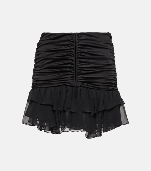 Ruffle-trimmed pleated miniskirt