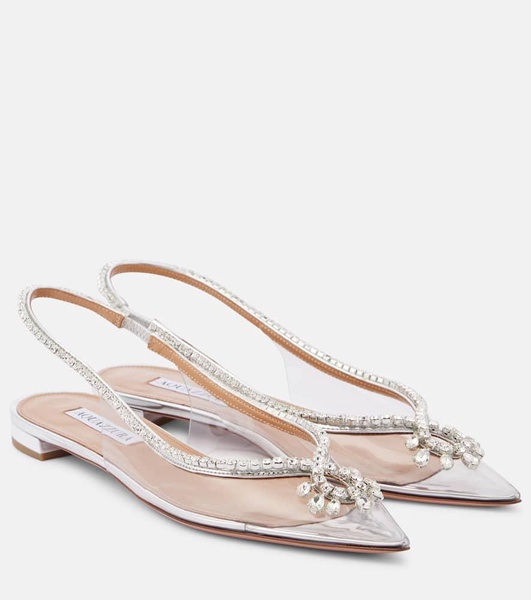 Seduction crystal-embellished PVC slingback flats