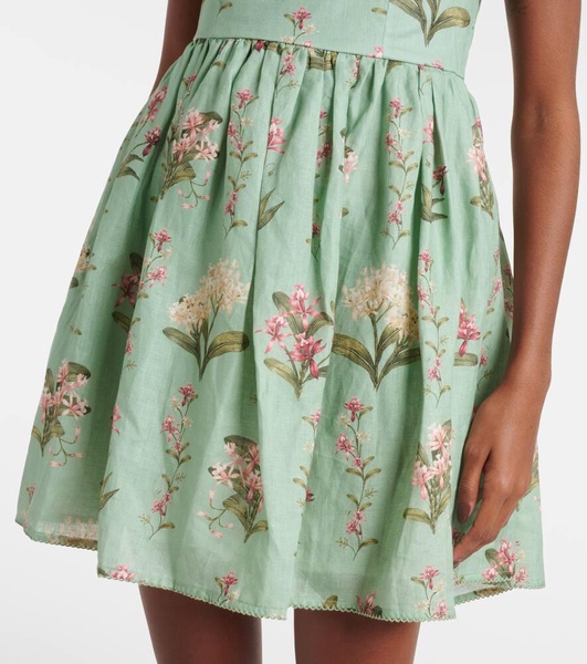 Hierbabuena floral linen minidress