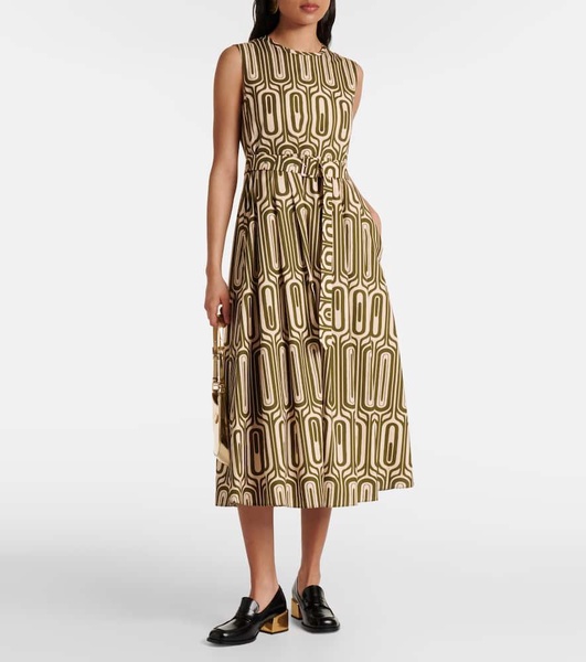 Andreis printed cotton poplin midi dress