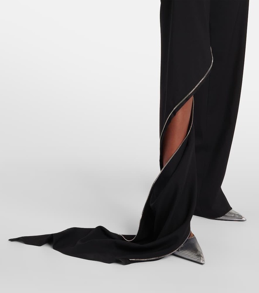 Spiral cotton wide-leg pants