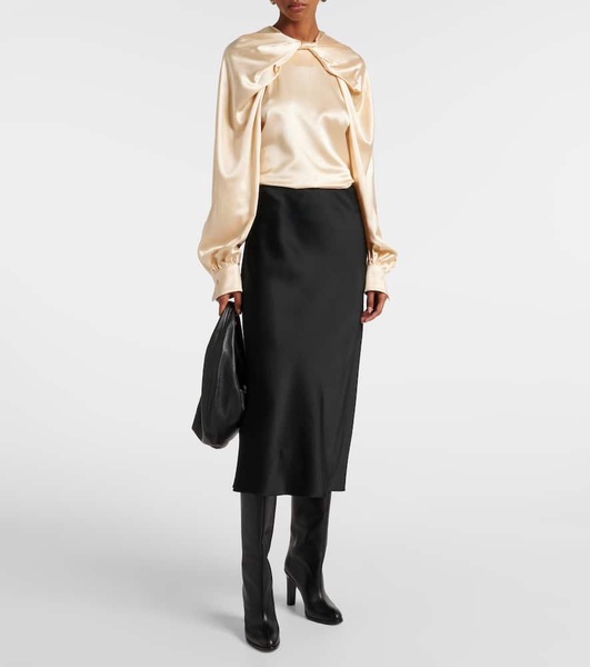 Elegante Key torchon silk satin blouse