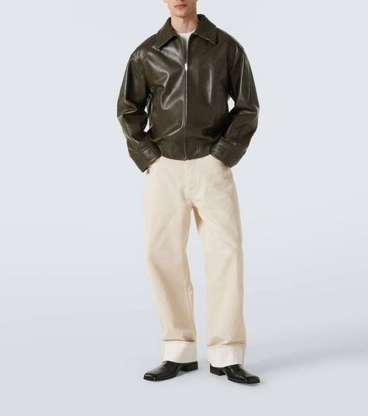 Intrecciato leather blouson