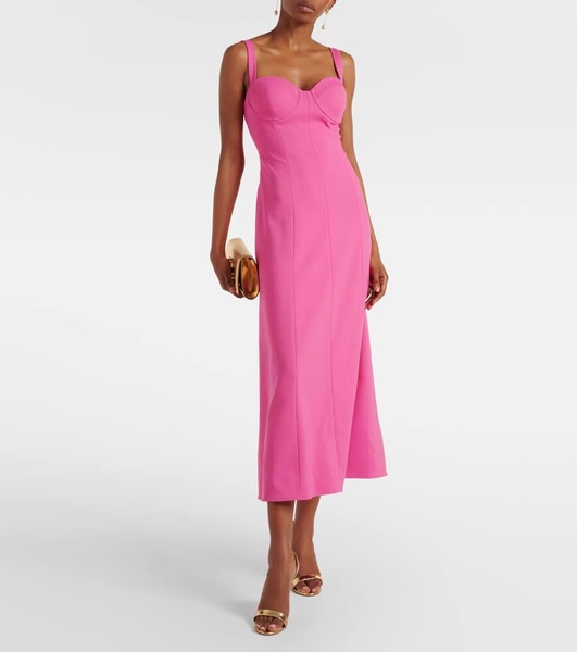 Bustier wool-blend midi dress