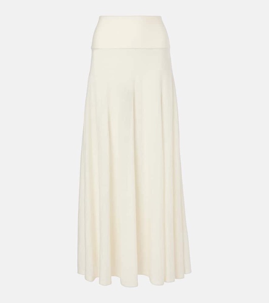 Low-rise virgin wool maxi skirt