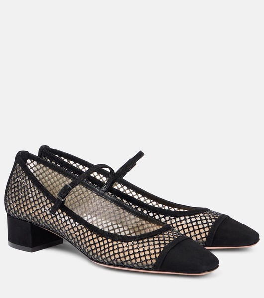 Mayor 35 suede-trimmed Mary Jane pumps