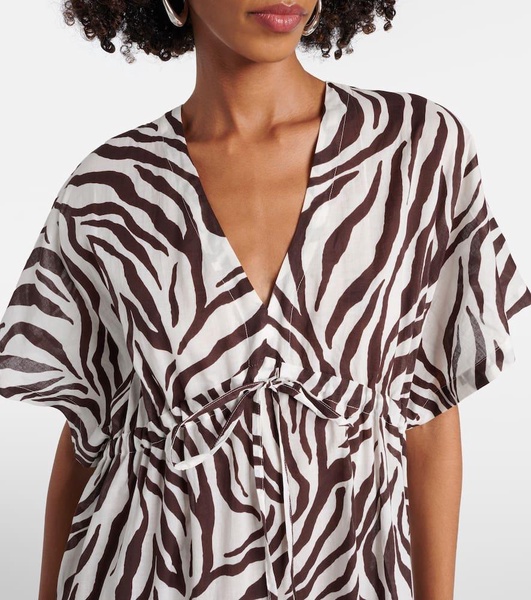 Dorotea zebra-print cotton midi dress