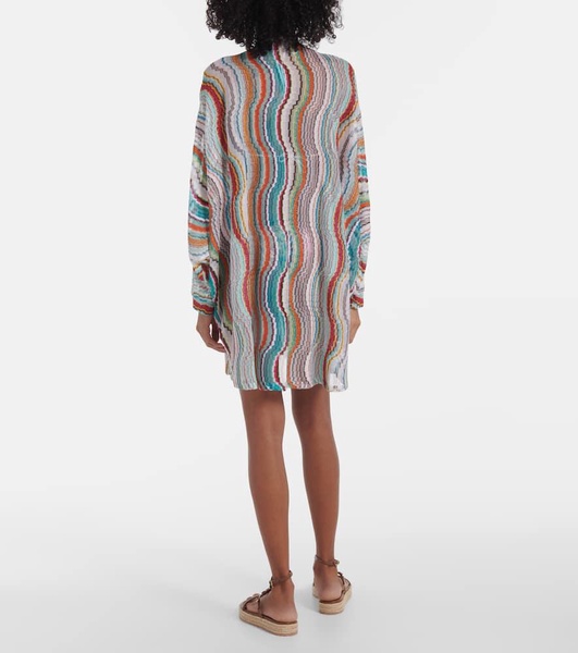 Printed lamé beach cover-up