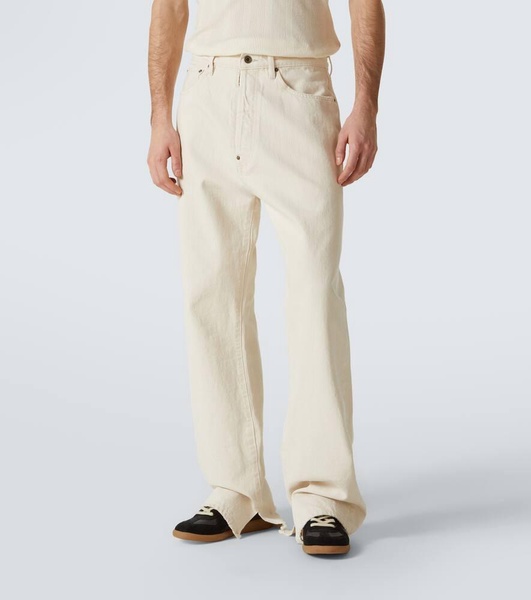 Buckle-detail mid-rise straight jeans