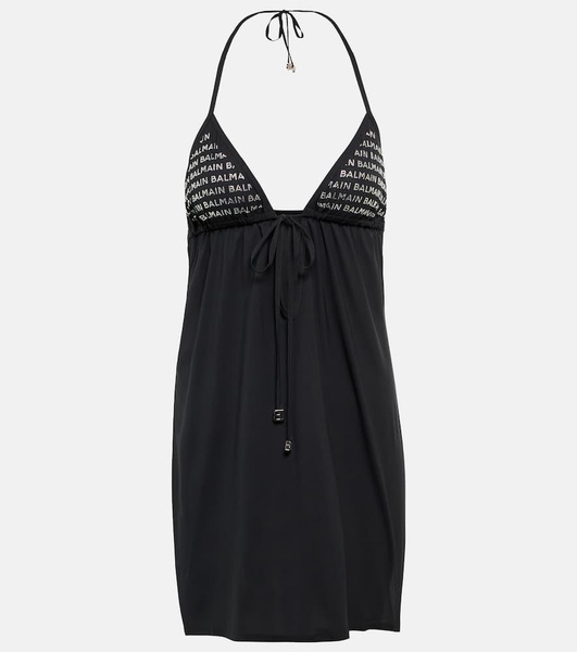 Embellished halterneck minidress