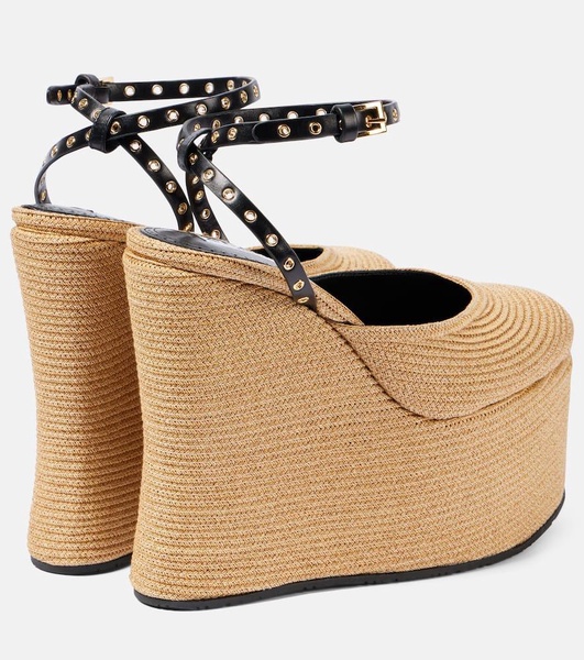 LA leather-trimmed paper straw wedges