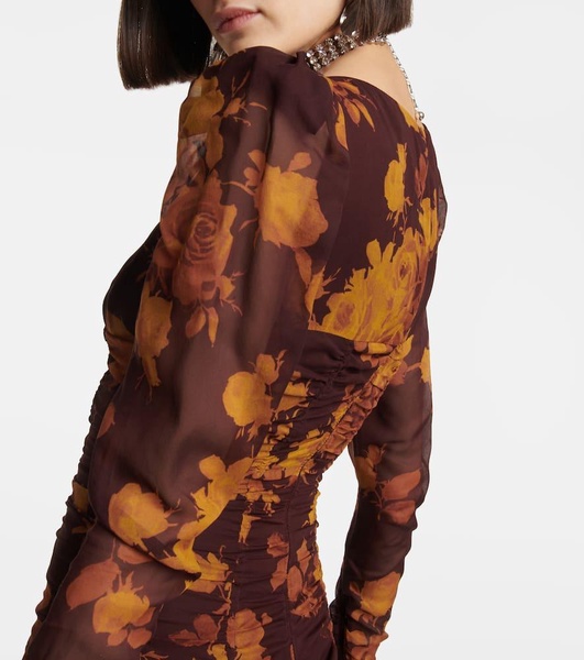 Floral silk georgette minidress