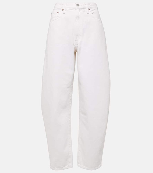 Balloon high-rise barrel-leg jeans