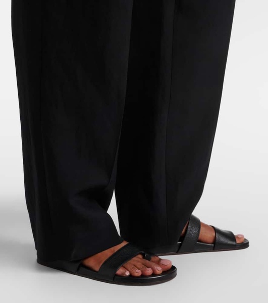 Lilas wool and linen-blend wide-leg pants