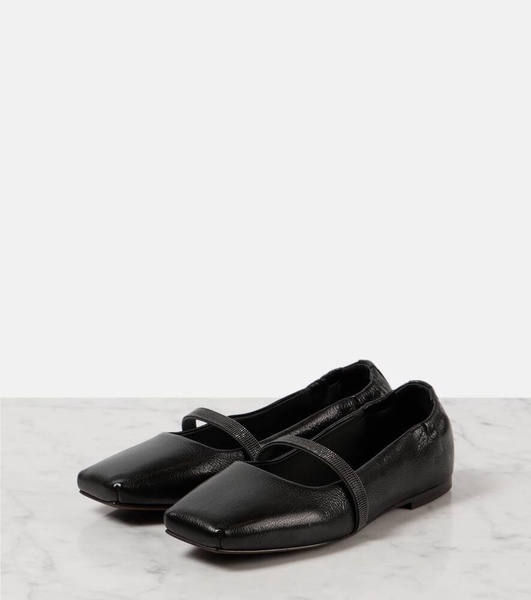 Monili leather Mary Jane flats