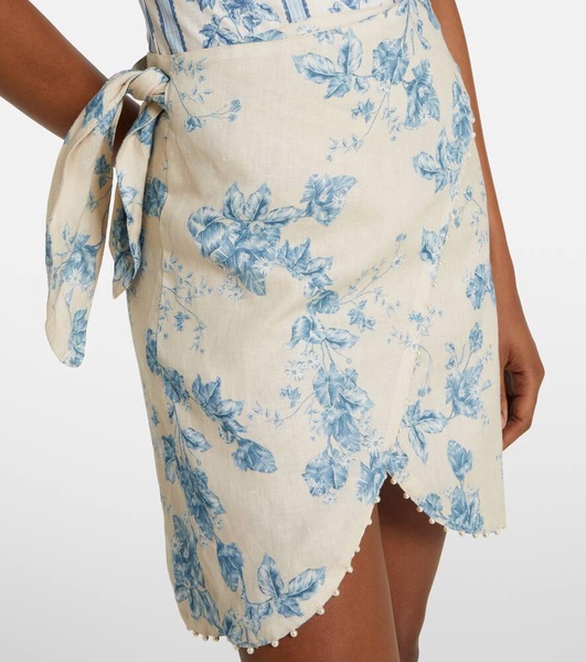 Agustina printed linen beach cover-up