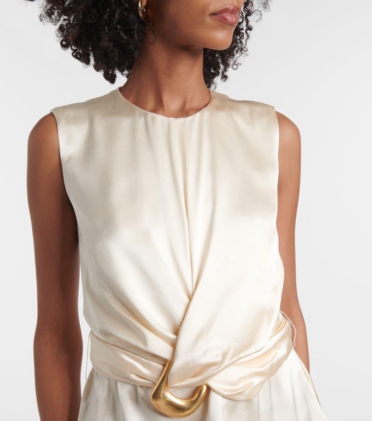 Tizzy belted gathered silk top