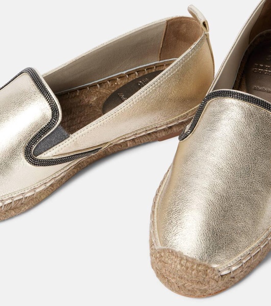 Monili metallic leather espadrilles