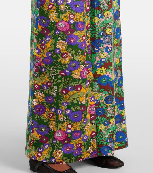 Printed silk satin wide-leg pants