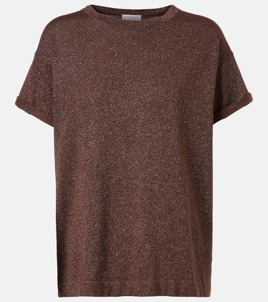 Cashmere and silk-blend lamé top