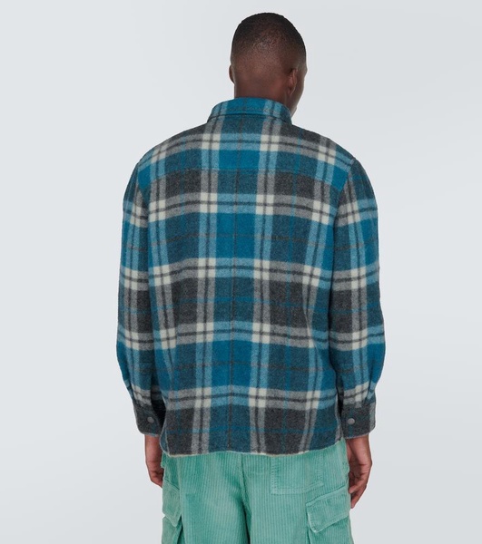 Checked wool and alpaca shirt jacket