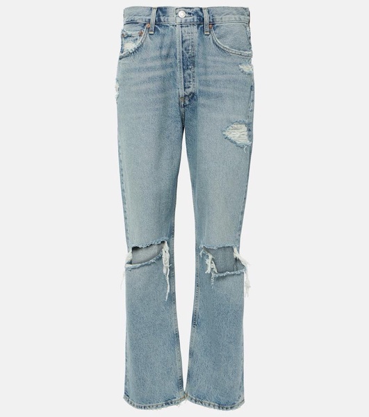 90s distressed mid-rise straight jeans